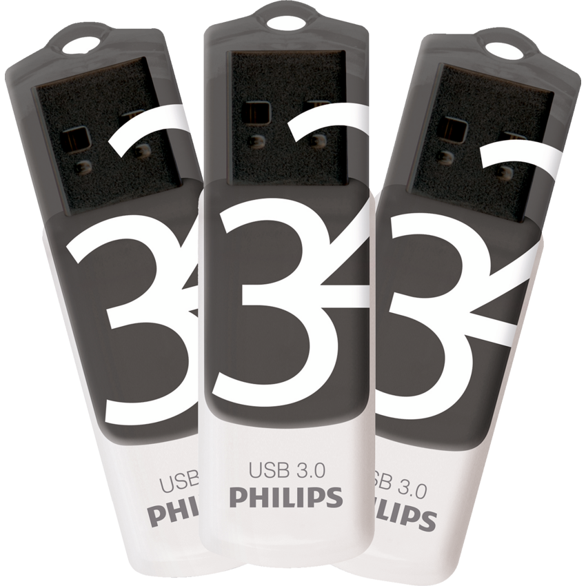Philips Vivid USB 3.0 Flash Drive 32 GB White/Grey 3/pkg