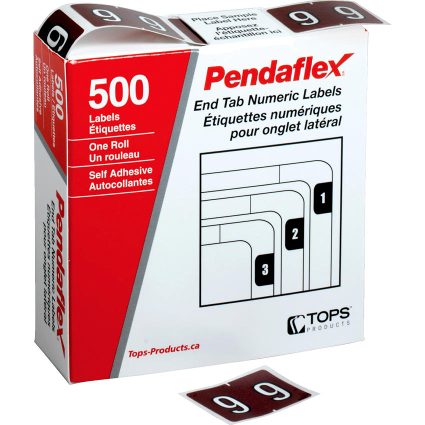 Pendaflex® Numeric Labels #9 Brown 500/box