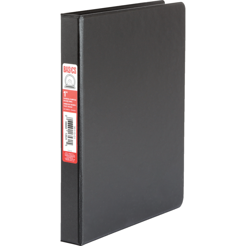 Basics® Round Ring Binder 1" Black