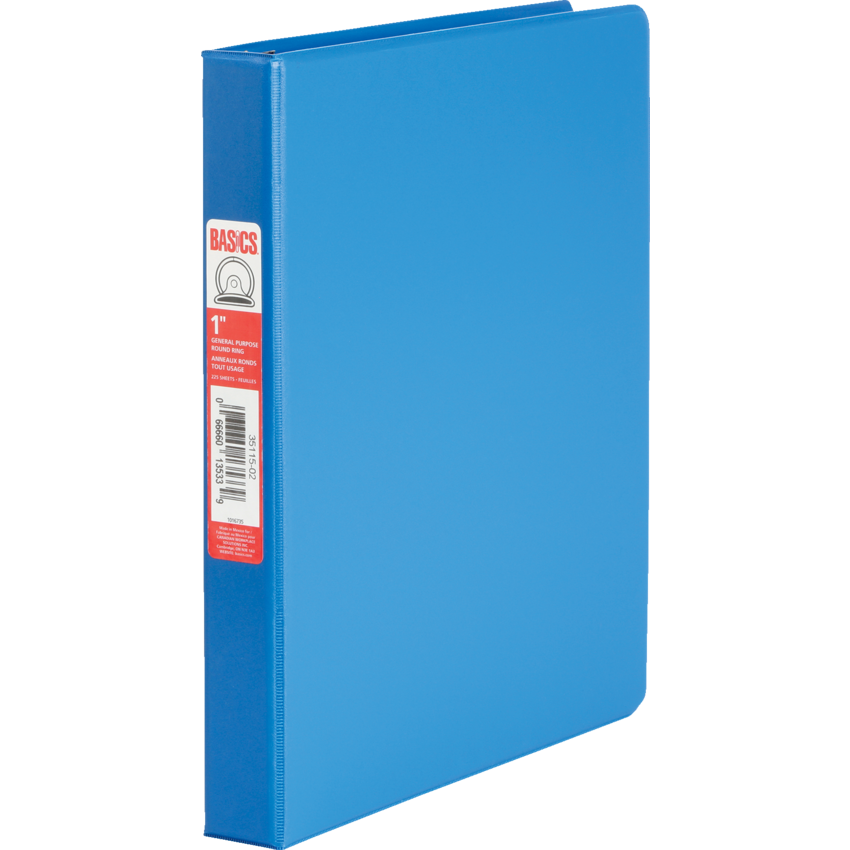 Basics® Round Ring Binder 1" Blue