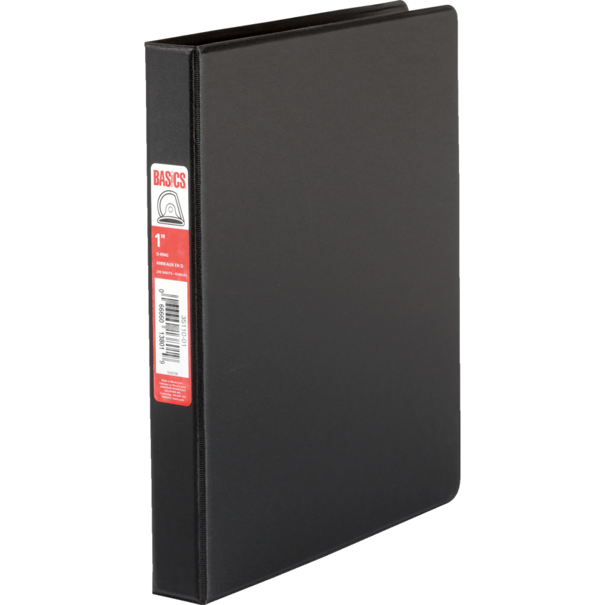 Basics® D-Ring Binder 1" Black