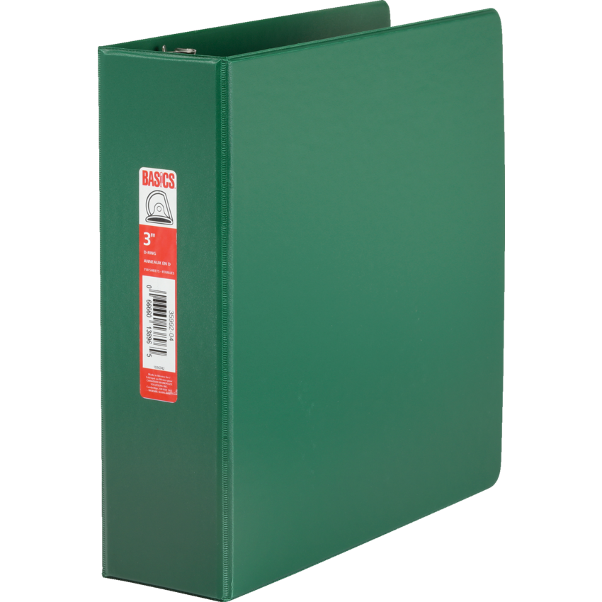 Basics® D-Ring Binder 3" Green