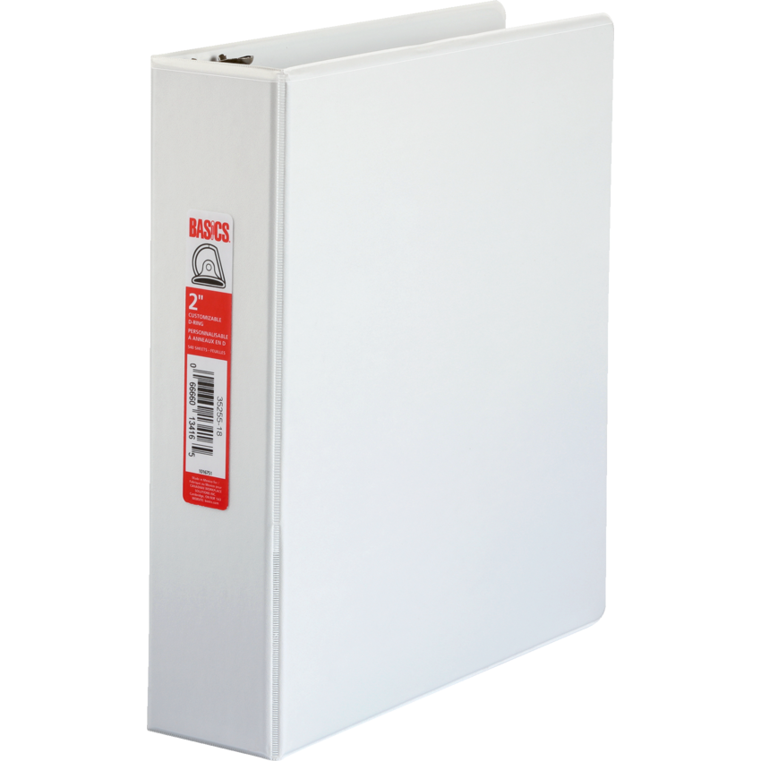 Basics® Customizable D-Ring Binder 2" White