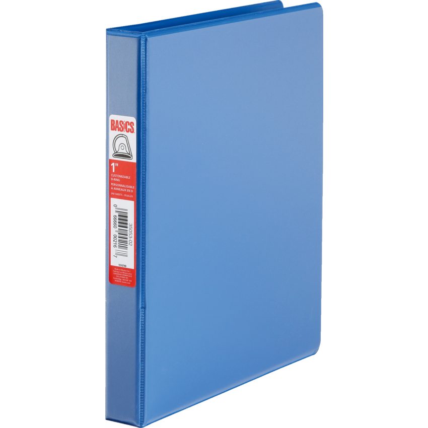 Basics® Customizable D-Ring Binder 1" Blue