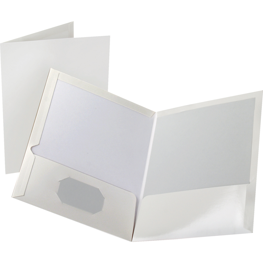 Oxford® Showfolio™ Laminated Twin Pocket Portfolio White 25/box