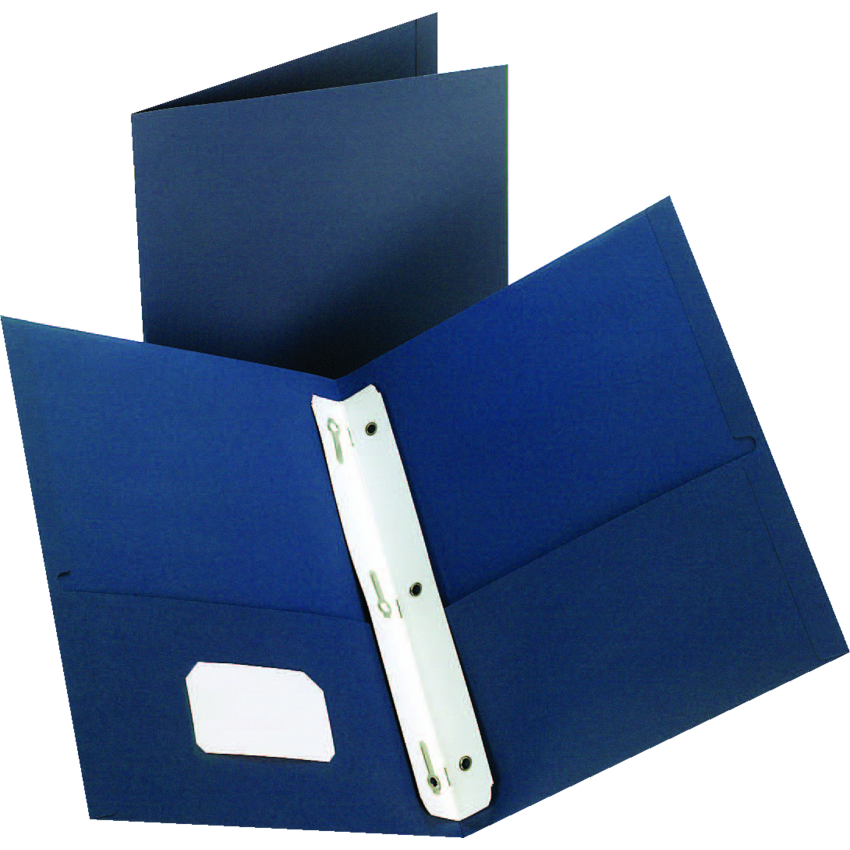 Oxford® Twin Pocket Portfolio w/Tangs Letter Dark Blue