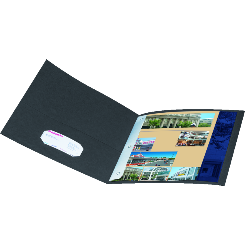 Oxford® Twin Pocket Portfolio w/Tangs Letter Black