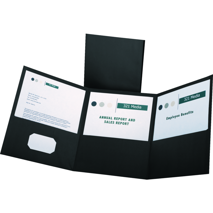 Oxford™ Tri-fold Pocket Portfolios Black 20/box