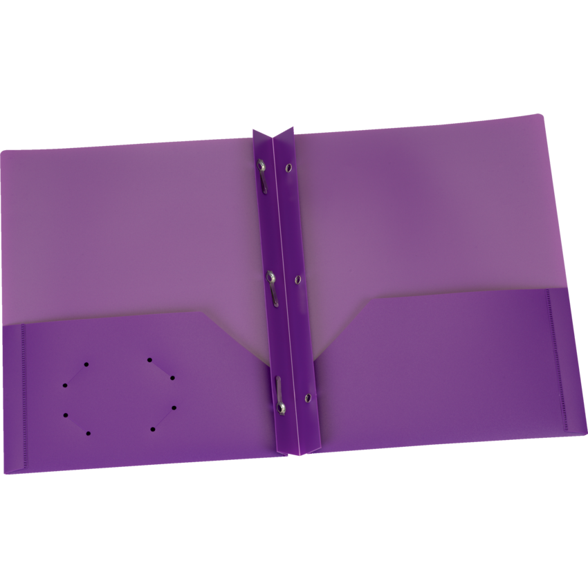 Oxford® Two Pocket Poly Portfolio with Tangs Purple
