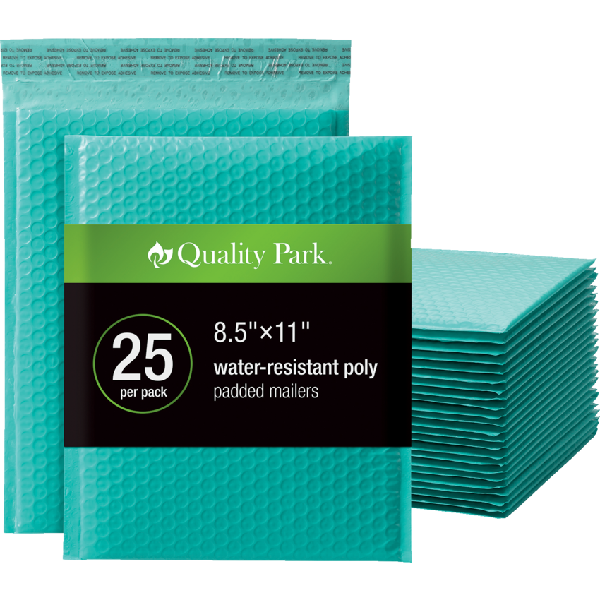Quality Park® Bubble Mailers Teal 8-1/2" x 11" 25/box