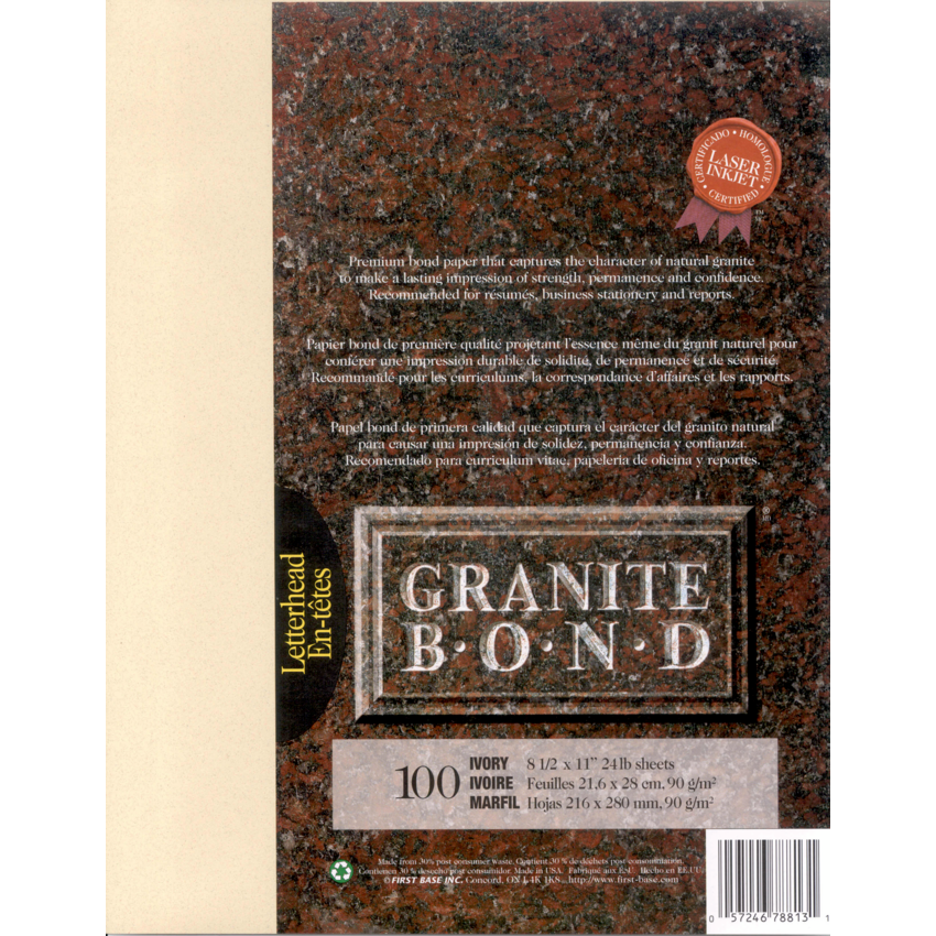 St. James® Granite Bond™ Letter Ivory 100/pkg