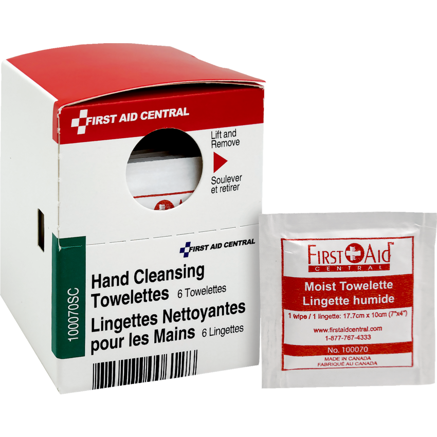 First Aid Central® SmartCompliance® Supplies Hand Cleansing Towelettes 6/box