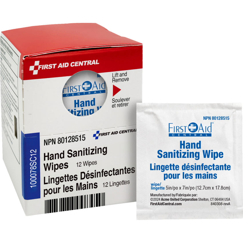 First Aid Central® SmartCompliance® Supplies Hand Sanitizing Wipes 5" x 7" 12/box