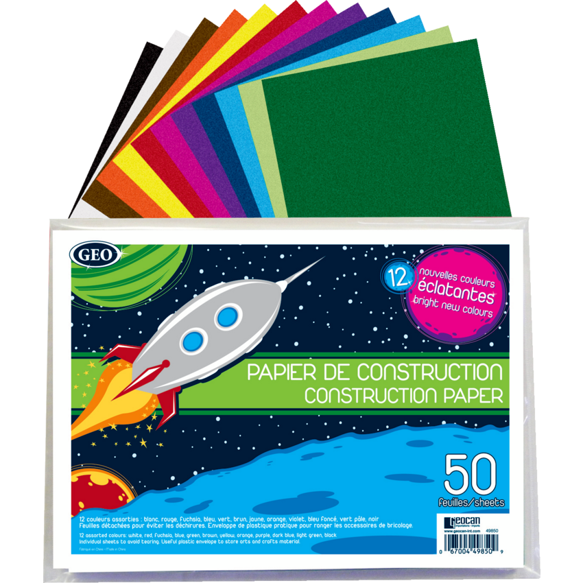 GEO Construction Paper 9" x 12" Assorted Colours 50 sheets/pkg