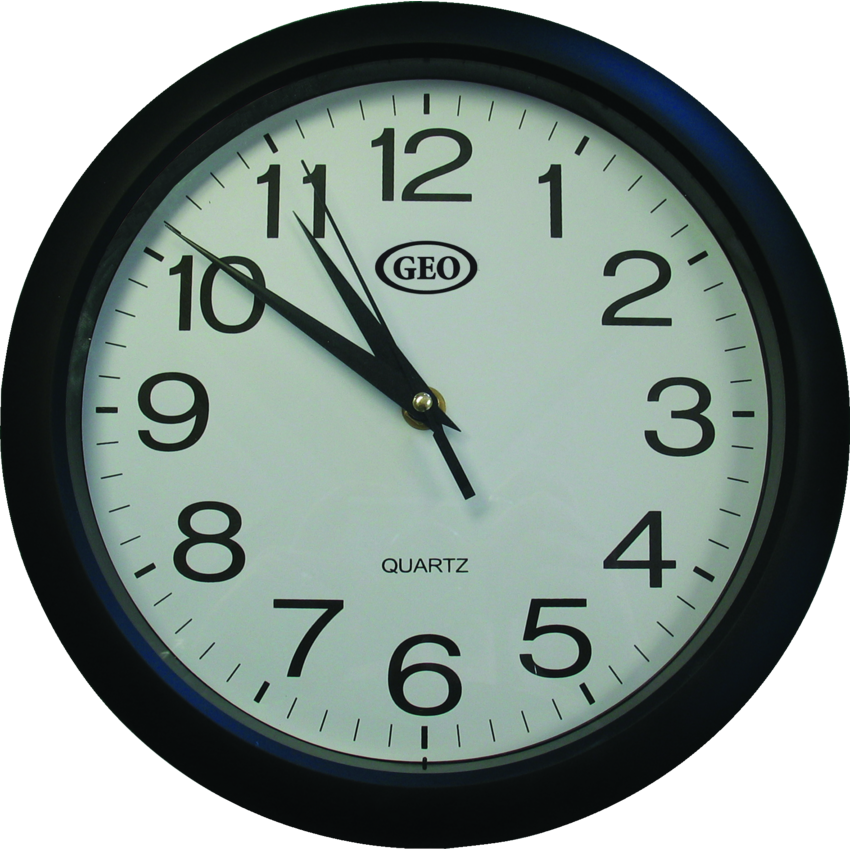 GEO Quartz Wall Clock 10" Round Black