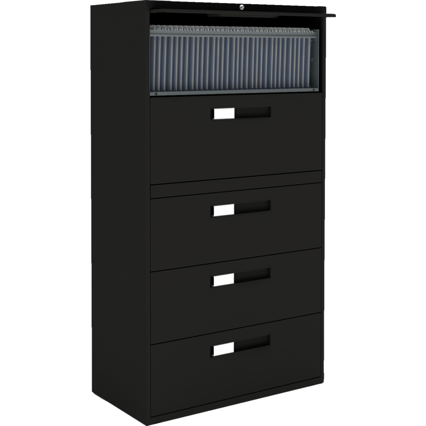 Global® Fileworks® 9300 Series Lateral File Cabinet 5-Drawer Black