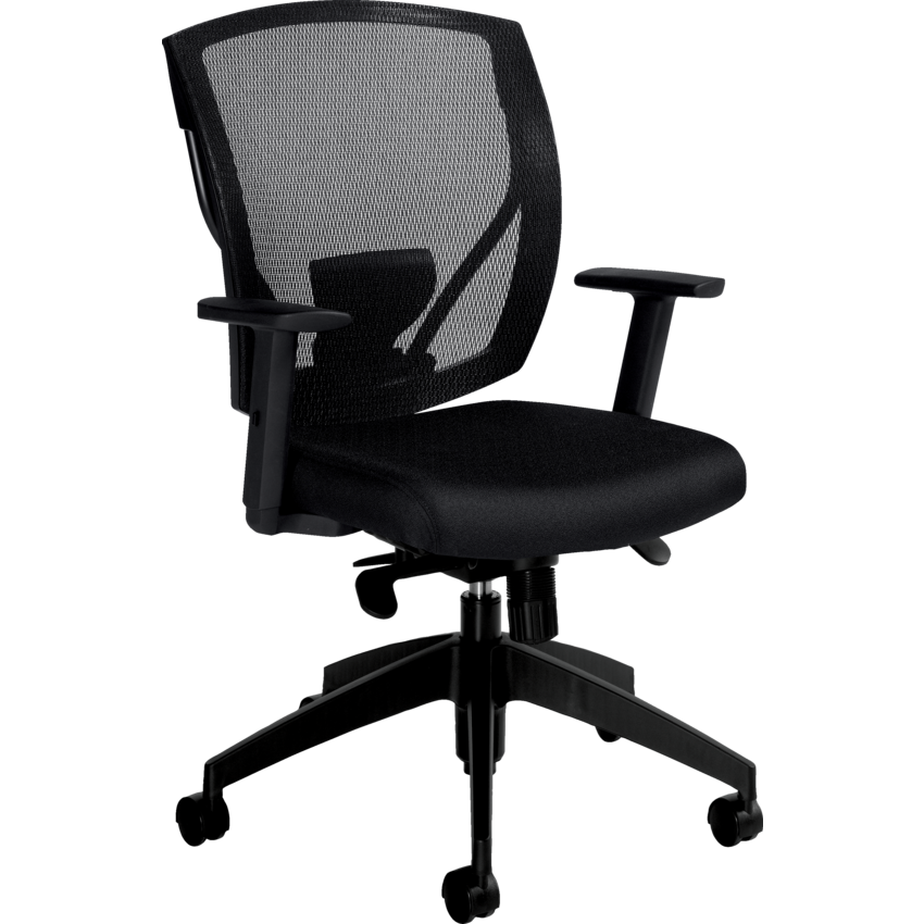 Offices to Go Ibex Mesh Medium Back Synchro Tilter Chair  Jenny Fabric Ebony
