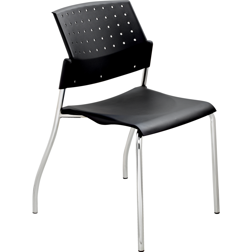 Global® Sonic™ Stacking Chair Wall Saver Armless Black