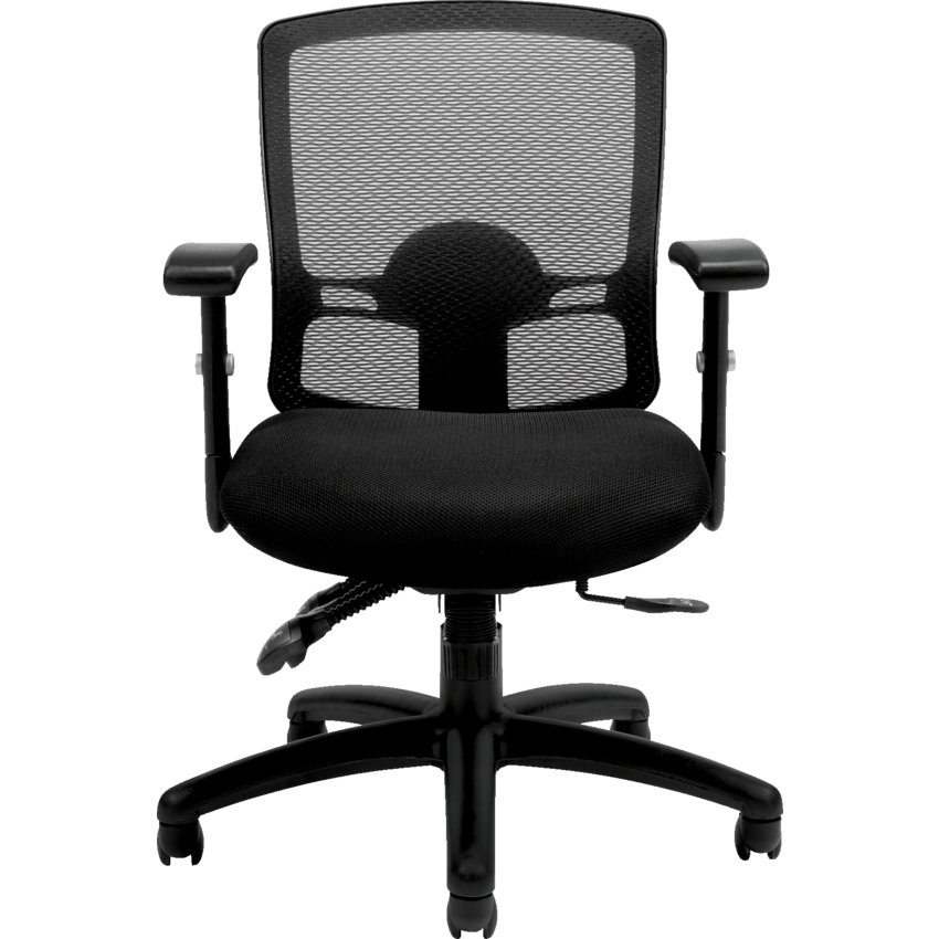 Regalia Mesh Medium Back Multi-Tilter Chair with Height Adjustable Arms and Fabric Seat Black