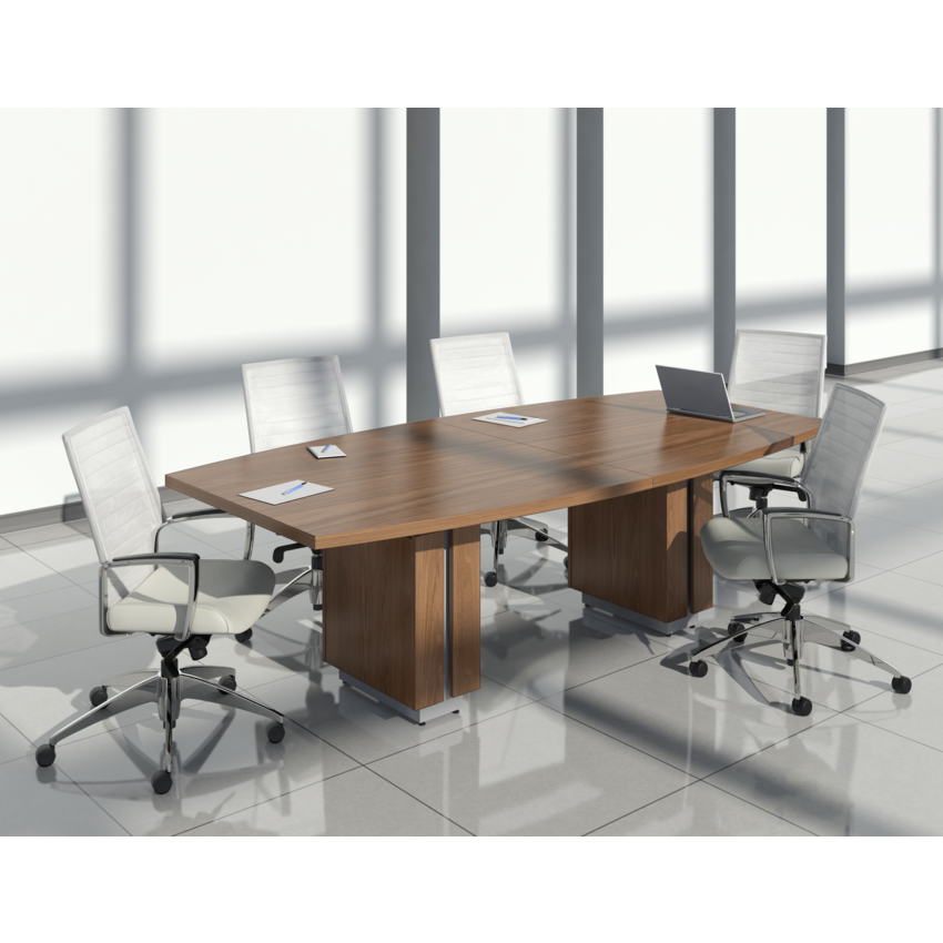 Global® Zira Boardroom Boatshaped Table 96"W x 48"D x 29-1/2"H Winter Cherry finish