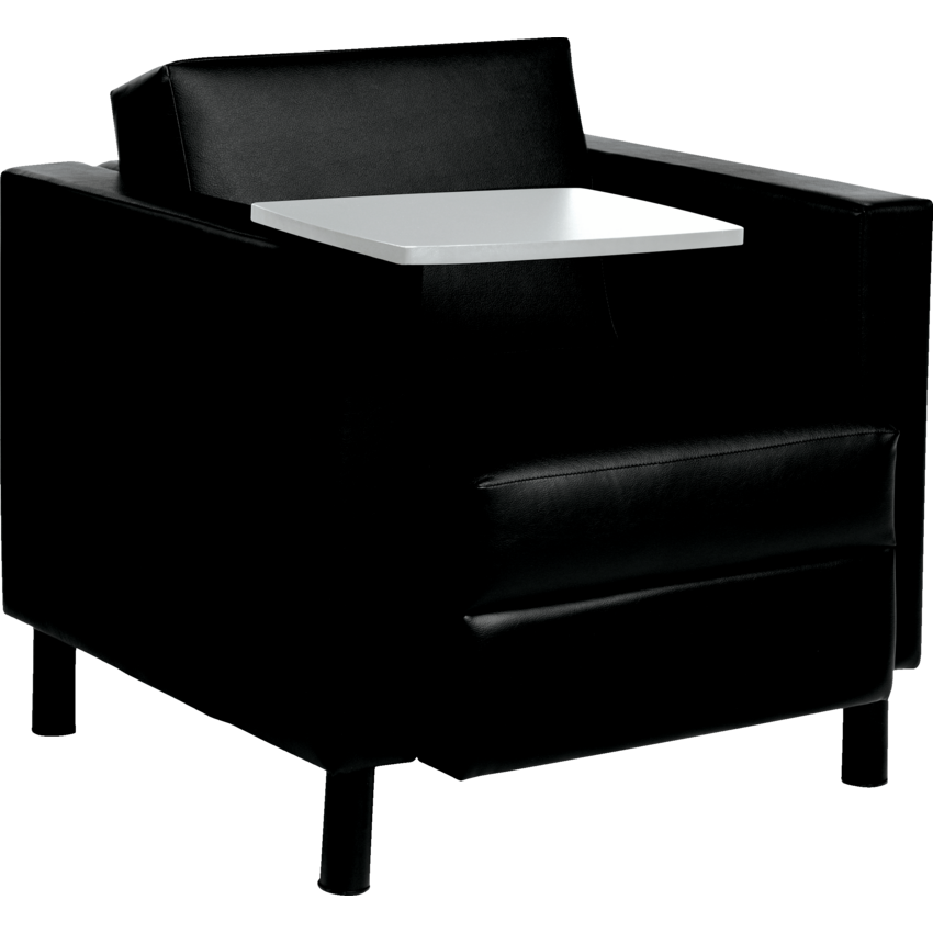 Global® Citi™ Chair with White Right Tablet Arm Vinyl California Black