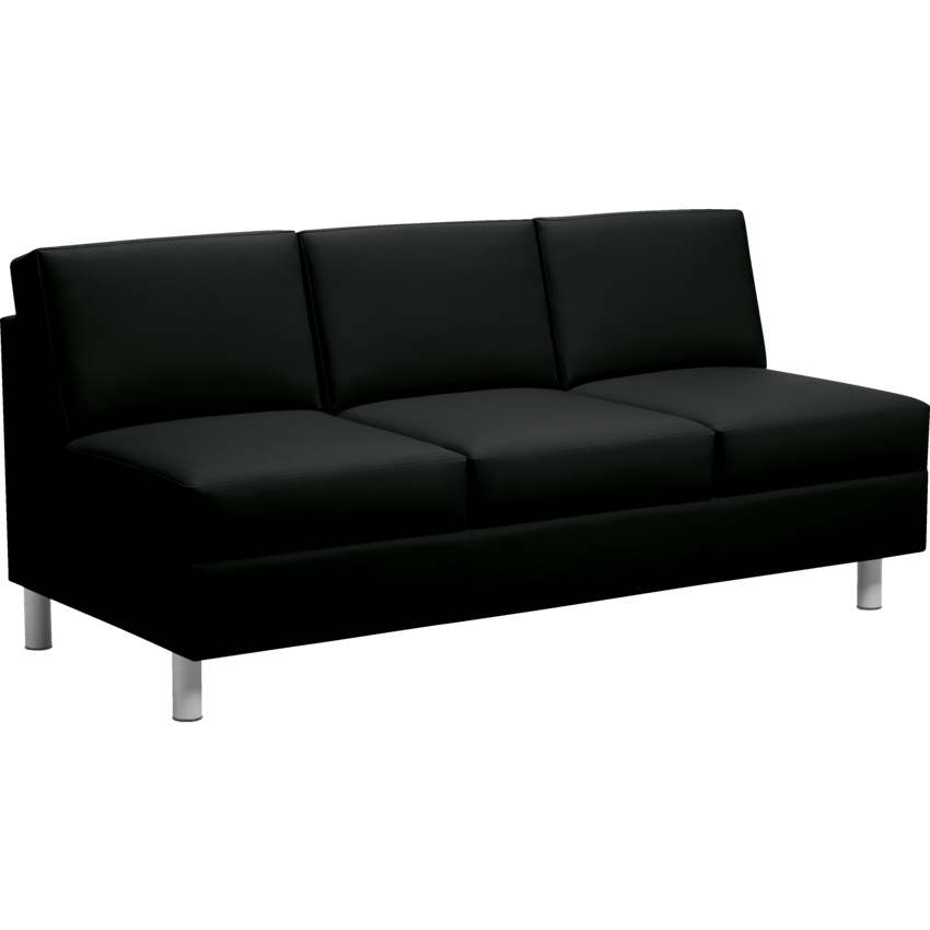 Global® Citi™ Three-Seater Armless Sofa Vinyl California Black