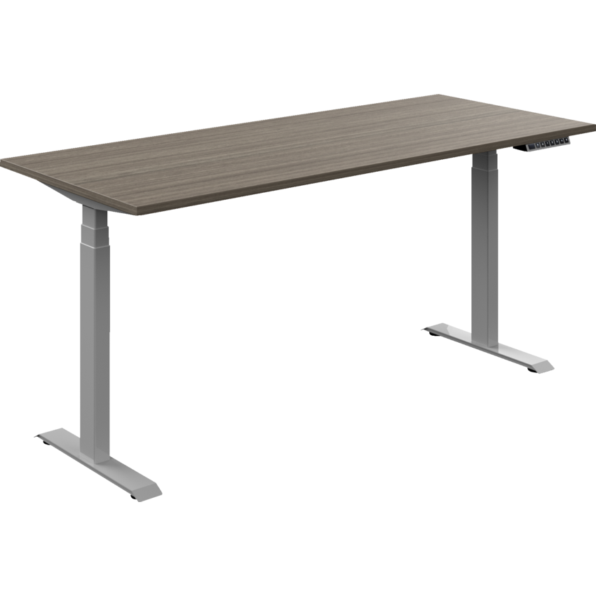 Offices to Go® Newland™ Electric Height Adjustable Table 3-stage 70"W x 29"D x 22-3/5"-48-1/5"H Tungsten Base Absolute Acajou finish
