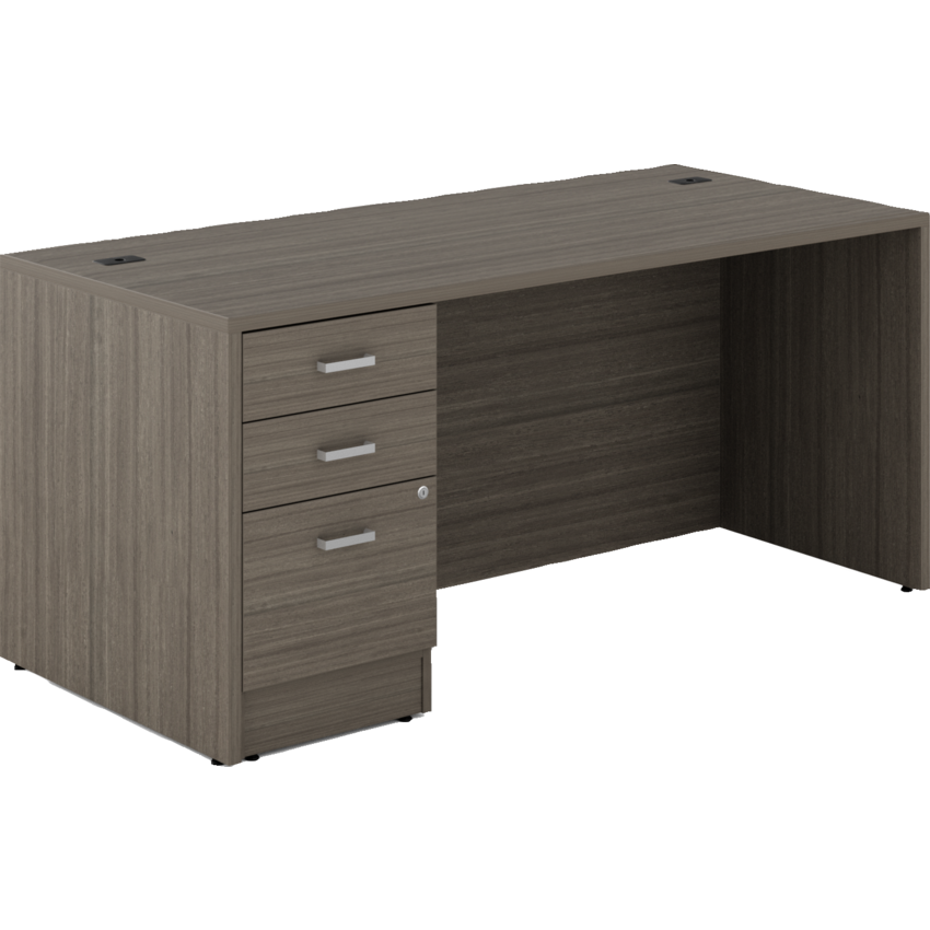 Offices to Go® Newland™ Single Pedestal Desk Box/Box/File 66"W x 29-7/10"D x 29-3/5"H Absolute Acajou finish