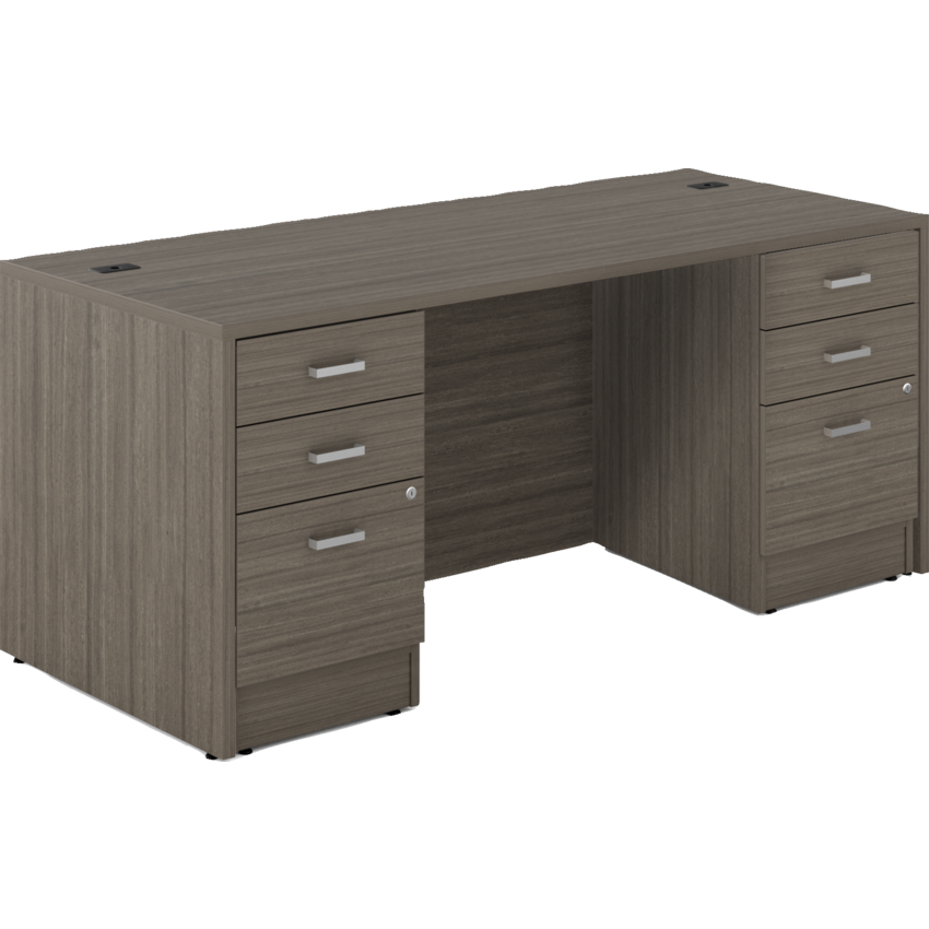 Offices to Go® Newland™ Double Pedestal Desk Hanging  Box/Box/File 72"W x 29-7/10"D x 29-3/5"H Absolute Acajou finish