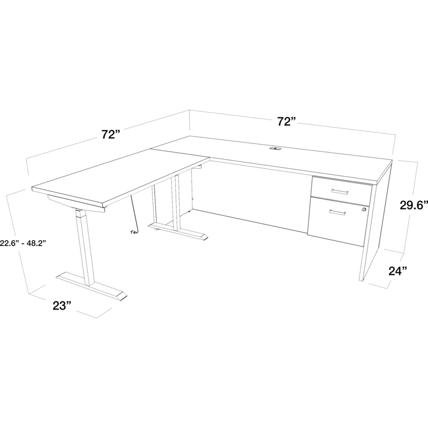 Offices to Go® Newland™ L-Shaped Suite with Height Adjustable Desk 72"W x 72"D x 29-3/5"H Noce Grigio finish
