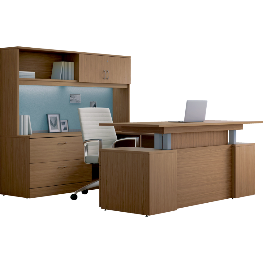 Global® Zira U-Shaped Suite 72"W x 102"D x 72-2/5"H Winter Cherry finish