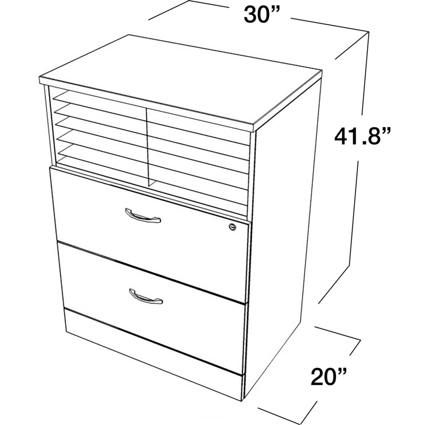 Global® Zira™ Reception Series File and Shelf Unit with Collator 30"W x 20"D x 41-4/5"H Absolute Acajou with Designer White Top