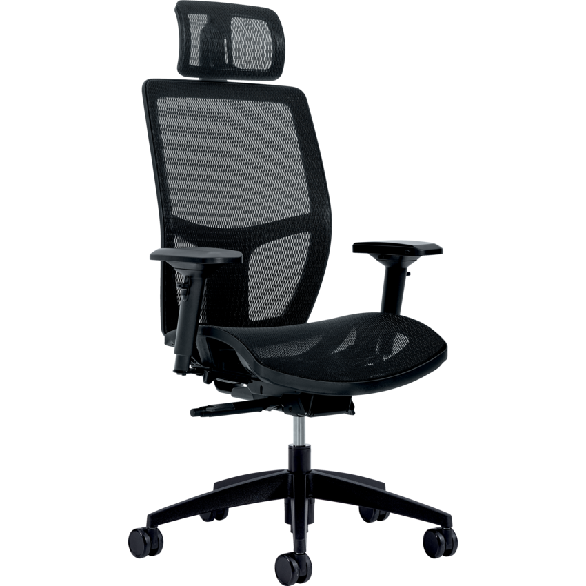 Offices to Go® Format+ Synchro-Tilter Chair with Headrest Black