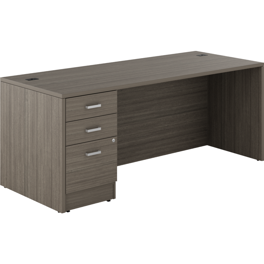 Offices to Go® Newland™ Single Pedestal Desk Box/Box/File 72"W x 29-7/10"D x 29-3/5"H Absolute Acajou finish