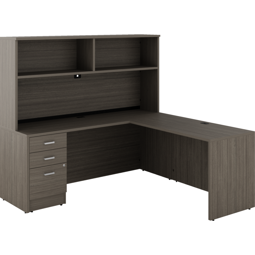 Offices to Go® Newland™ Supervisor L-Shaped Suite Box/box/file 72"W x 72"D x 65-3/5"H Absolute Acajou finish