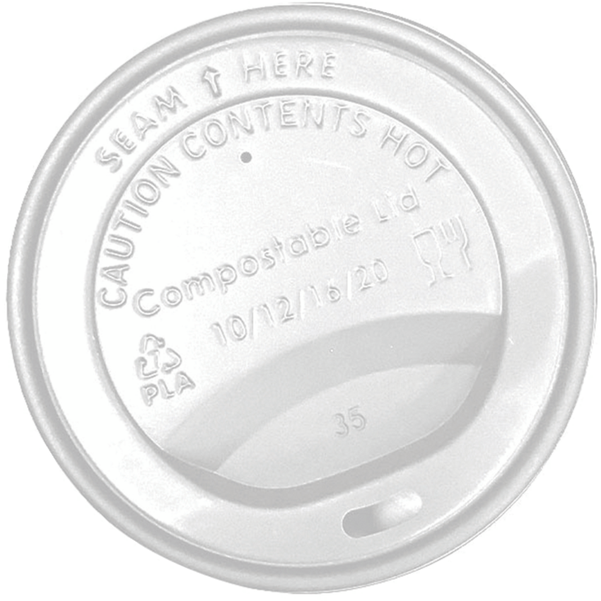 Globe™ Compostable Dome Sip Lids 10-20 oz White 50/pkg