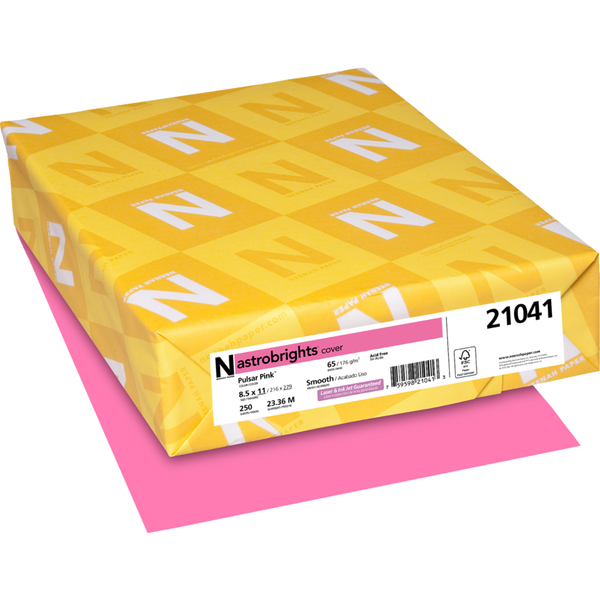 Neenah Astrobrights® Paper Cover Stock Letter Pulsar Pink 250/pkg