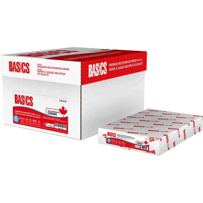 Basics® Premium Multipurpose Paper 96B 20lb Legal 500 sheets per package 10 packages/ctn