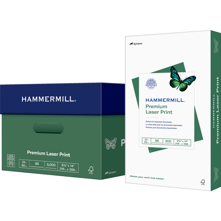 Hammermill® Laser Print Paper 98B 24 lb 8-1/2” x 14” 500 sheets/pkg