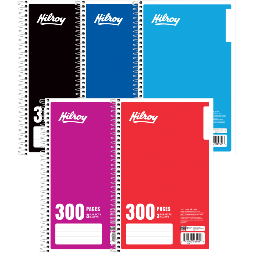 Hilroy 3-Subject Notebook Ruled 9-1/2x6" 300pgs