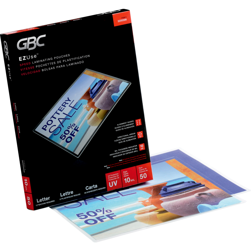 GBC® UltraClear™ Speed Laminating Pouches 9" x 11-1/2" 10 mil 50/box