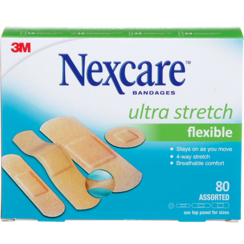 Nexcare™ Comfort Strip Bandages Assorted Sizes 80/box
