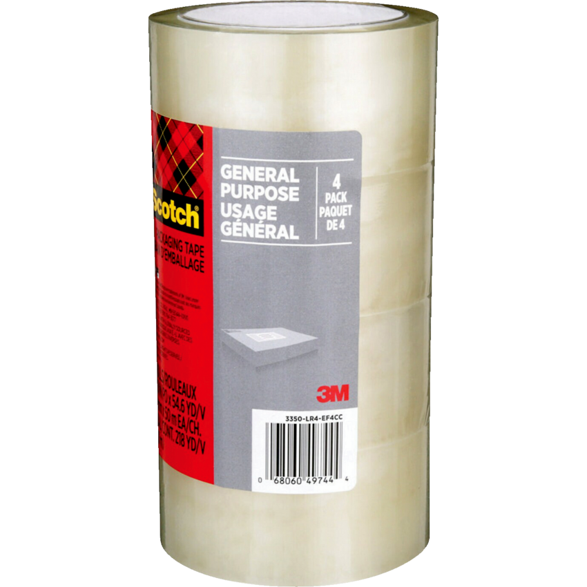 Scotch® General Purpose Packaging Tape Clear 48 mm x 50 m 4/pkg