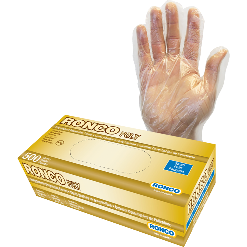 RONCO Poly Disposable Gloves Small Clear 500/box