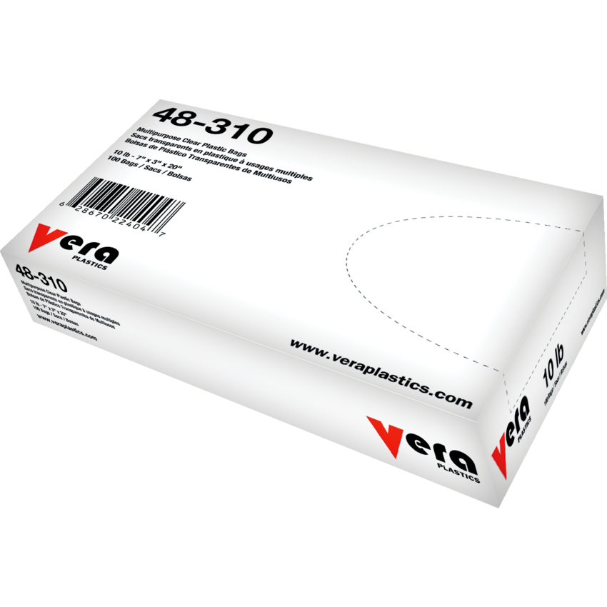 Vera Plastics Pound Bags 10 lb 7"W x 3"D x 20"H 100/box