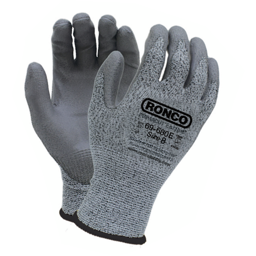 RONCO PrimaCut™ Earth Polyurethane Coated Cut Resistant Gloves Medium Grey on Grey 6 pairs/pkg