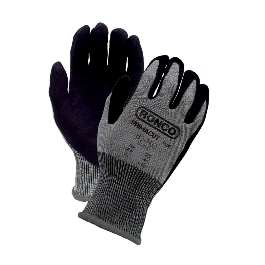 RONCO PrimaCut™ Plus Foam Nitrile Coated Cut Resistant Gloves Medium Black on Grey 6 pairs/pkg