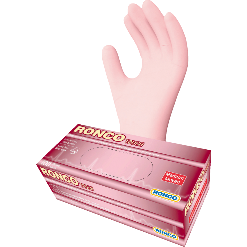 Ronco Touch Examination Gloves Medium Pink 100/box