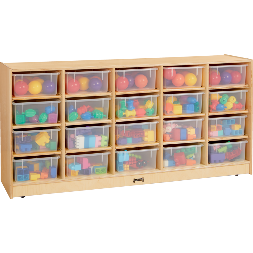Jonti-Craft® 20 Tub Mobile Storage with Coloured Bins 60"W x 15"D x 29-1/2"H