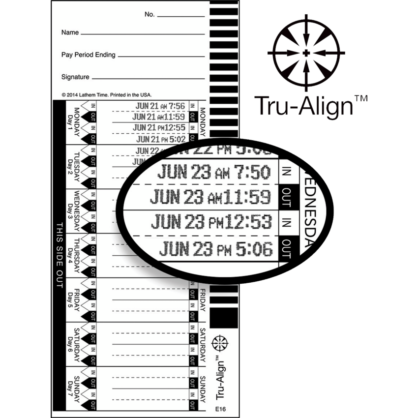 Lathem Time E16-100 Time Cards White 100/pkg